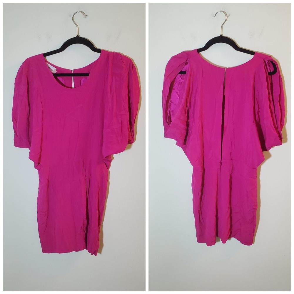 Jennifer Hope Dark Hot Pink Silk Sheath Dress Size 2 ~ Lightweight ~ Versatile - Picture 2 of 9